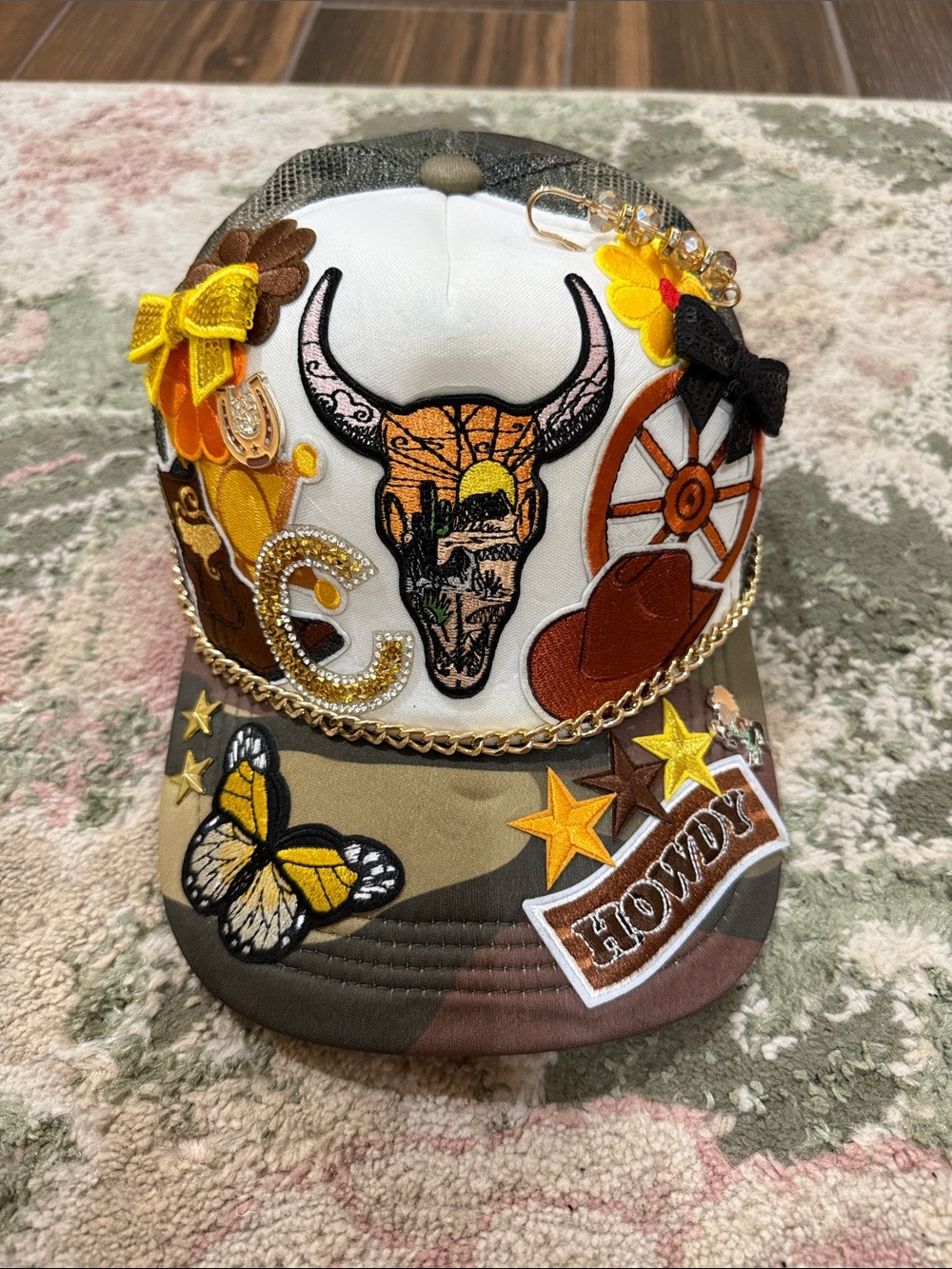 Western Patchwork Cap - White and Brown